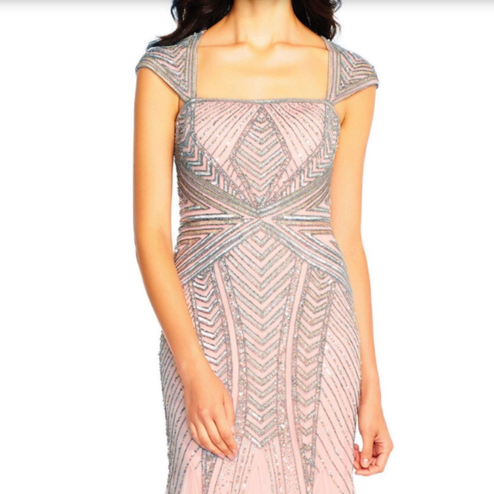 Adrianna Papell Cap Sleeve Sequin Gown